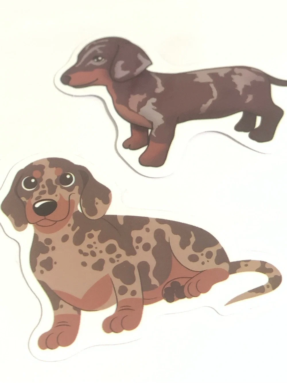 Dachshund Dog Vinyl Stickers - Brown & Tan